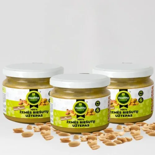 Rinkinys: žemės riešutų užtepas „Healthy Choice“ su gabaliukais 3vnt. po 250g