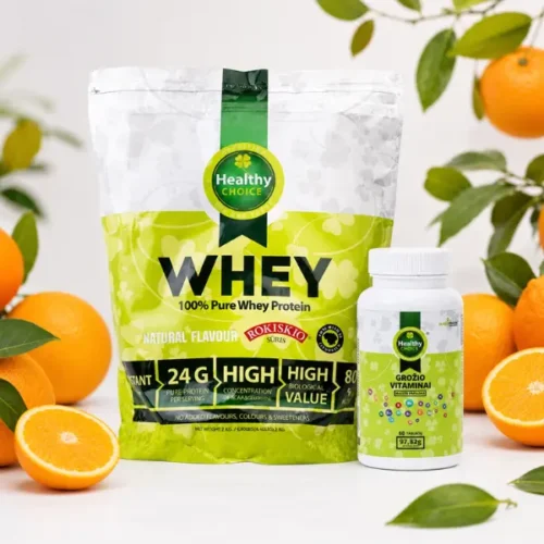 Healthy Choice baltymai 2 kg + Grožio vitaminai 60 tabl.