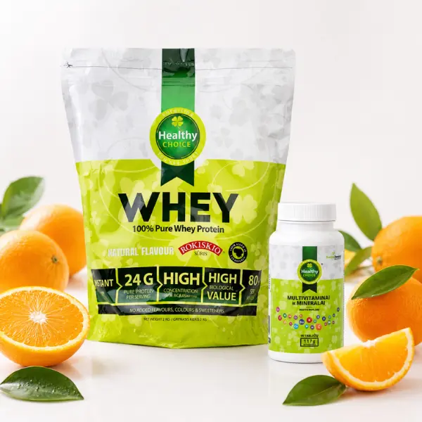 Healthy Choice baltymai 2 kg + multivitaminai 90 tabl.
