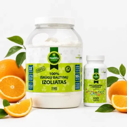 Healthy Choice išrūgų baltymų izoliatas 1 kg + multivitaminai 90 tabl. 1+1